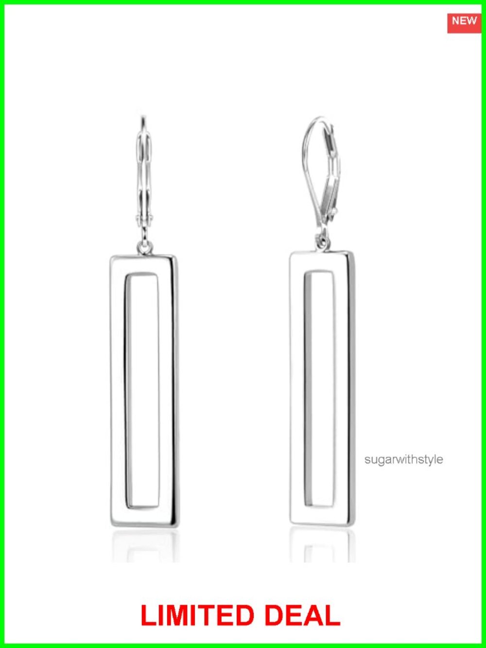 Sterling Silver Bar Dangle Earrings Leverback Drop Women Minimalist